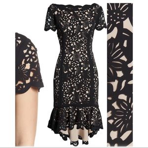 NEW w tags Laser Cut Floral High-Low Wedding Formal fashion Dress by SHANI black
